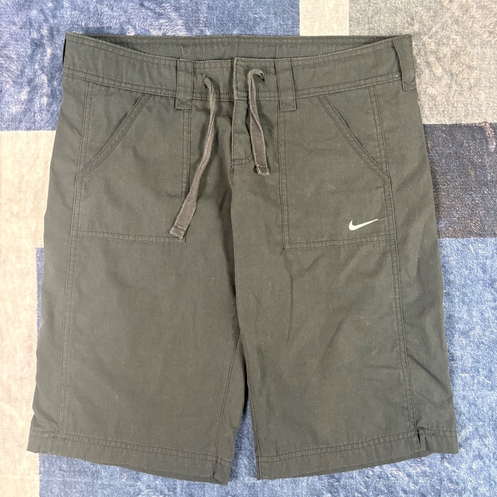 Y2K Nike Womens Black Utility Hiking Shorts Size S Drawstring Cargo Pockets